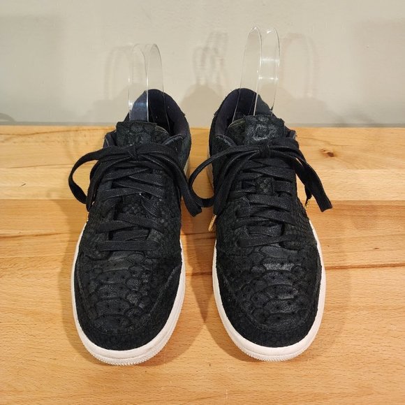 Nike Air Jordan 1 Retro Low NS Black Python Suede Leather Sneakers Women's 8 - Picture 4 of 10